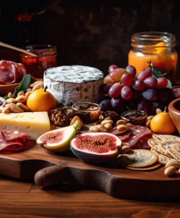 rustic-gourmet-appetizer-tray-bread-cheese-prosciutto-grapes-generated-by-ai